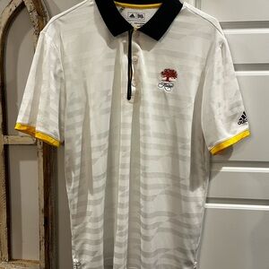 Adidas White Polo with Black and Yellow Accents